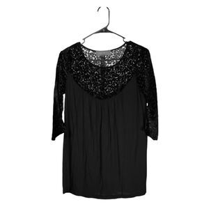 Anthropologie Sunday in Brooklyn Women's Blouse Black Burnout Velvet Top Size XS